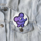 Paarse olifant ronde button 7,6 cm (In situ)