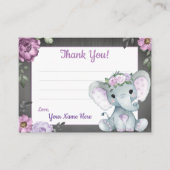 Paarse olifant rustieke dank u kaart visitekaartje (Voorkant)