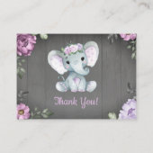 Paarse olifant rustieke dank u kaart visitekaartje (Achterkant)