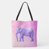 Paarse olifant voor droomroze Waterverven Tote Bag (Achterkant)