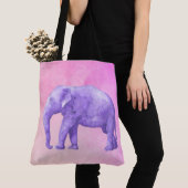Paarse olifant voor droomroze Waterverven Tote Bag (Dichtbij)