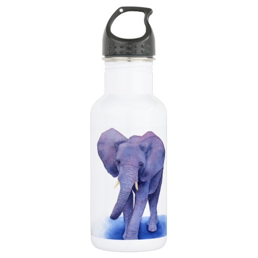 paarse olifant waterverf kunst op meerdere objecte waterfles  (Voorkant)