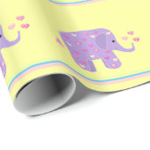 Paarse olifanten met hart en strepen cadeaupapier (Rol Hoek)