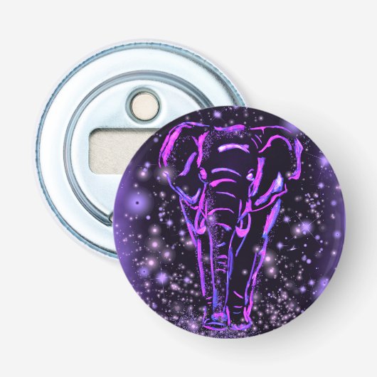 Paarse olifantenflesopener button flesopener (Voorkant)