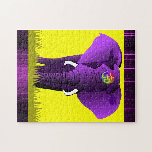 Paarse olifantenpuzzel legpuzzel (Horizontaal)