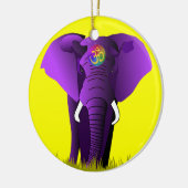 Paarse olifantenversiering keramisch ornament (Links)