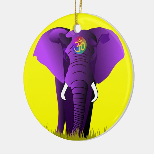 Paarse olifantenversiering keramisch ornament (Links)