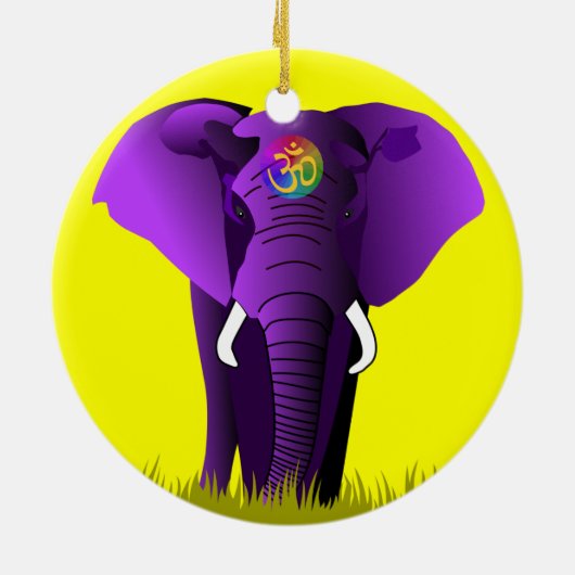 Paarse olifantenversiering keramisch ornament (Achterkant)