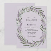 Paarse Olijftak Eucalyptus Bruiloft Kaart (Voorkant / Achterkant)