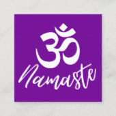 Paarse OM (Aum) HIndu Meditatie Symbool Vierkante Visitekaartje (Voorkant)