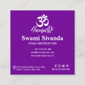 Paarse OM (Aum) HIndu Meditatie Symbool Vierkante Visitekaartje (Achterkant)