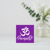Paarse OM (Aum) HIndu Meditatie Symbool Vierkante Visitekaartje (Staand voorkant)