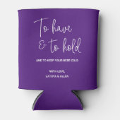 Paarse om bierkoude bruiloft te hebben en te houde blikjeskoeler (Voorkant)