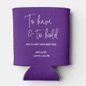 Paarse om bierkoude bruiloft te hebben en te houde blikjeskoeler (Achterkant)