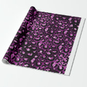 Paarse ombre & Black Glam Glitter Leopard Spots Cadeaupapier (Uitgerold)