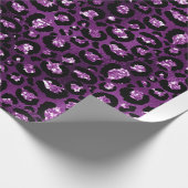 Paarse ombre & Black Glam Glitter Leopard Spots Cadeaupapier (Hoek)