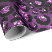 Paarse ombre & Black Glam Glitter Leopard Spots Cadeaupapier (Rol Hoek)