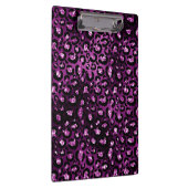 Paarse ombre & Black Glam Glitter Leopard Spots Klembord (Rechts)