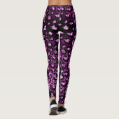 Paarse ombre & Black Glam Glitter Leopard Spots Leggings (Achterkant)