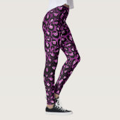 Paarse ombre & Black Glam Glitter Leopard Spots Leggings (Rechts)