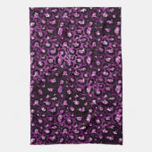 Paarse ombre & Black Glam Glitter Leopard Spots Theedoek (Verticaal)