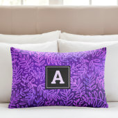 Paarse ombre bladpatroon monogram vet modern kussensloop