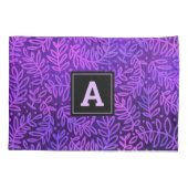 Paarse ombre bladpatroon monogram vet modern kussensloop (Achterkant)