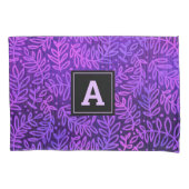 Paarse ombre bladpatroon monogram vet modern kussensloop (Voorkant)