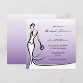 Paarse Ombre Bridal Shower-uitnodigingen Kaart (Voorkant / Achterkant)