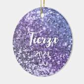 Paarse Ombre Chunky Glitter gepersonaliseerd Keramisch Ornament (Links)