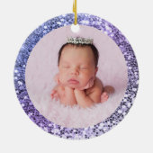 Paarse Ombre Chunky Glitter gepersonaliseerd Keramisch Ornament (Achterkant)