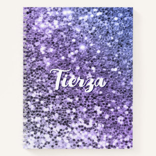 Paarse Ombre Chunky Glitter gepersonaliseerd Notitieboek