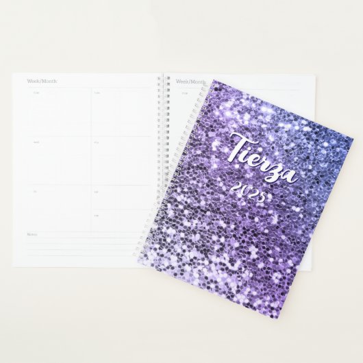 Paarse Ombre Chunky Glitter gepersonaliseerd Planner (Display)