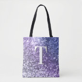 Paarse Ombre Chunky Glitter Monogram Tote Bag (Voorkant)