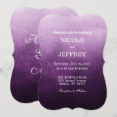 Paarse Ombre Elegant Uitnodiging voor aangepaste b (Voorkant / Achterkant)