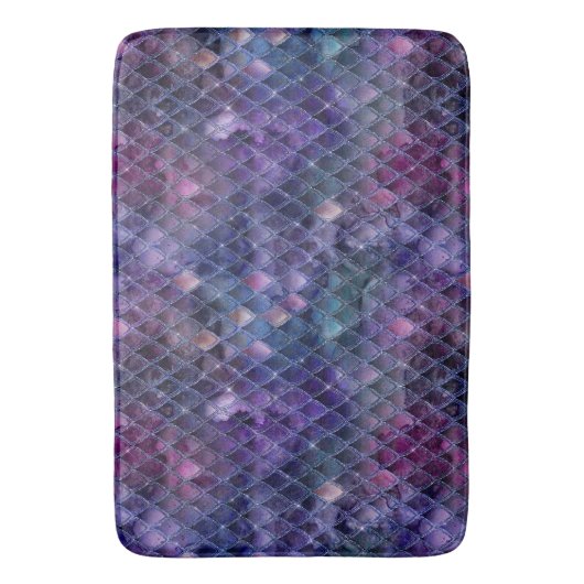 Paarse ombre- en glitterdrakenschalen schetsen badmat (Voorkant Verticaal)