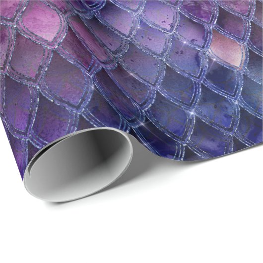 Paarse ombre- en glitterdrakenschalen schetsen cadeaupapier (Rol Hoek)