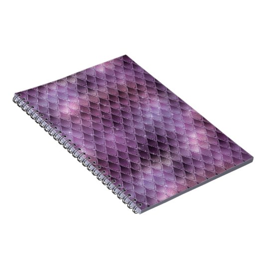 Paarse ombre- en glitterdrakenschalen schetsen notitieboek (Rechterzijde)