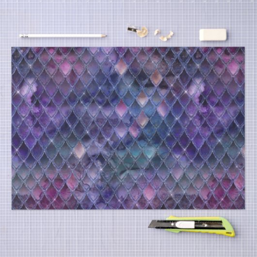 Paarse ombre- en glitterdrakenschalen schetsen tissuepapier (Craft)