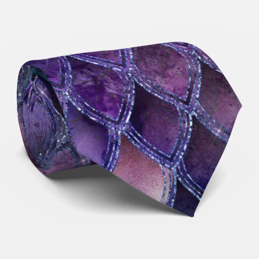 Paarse Ombre en Sparkles Dragon Scales Stropdas (Opgerold)