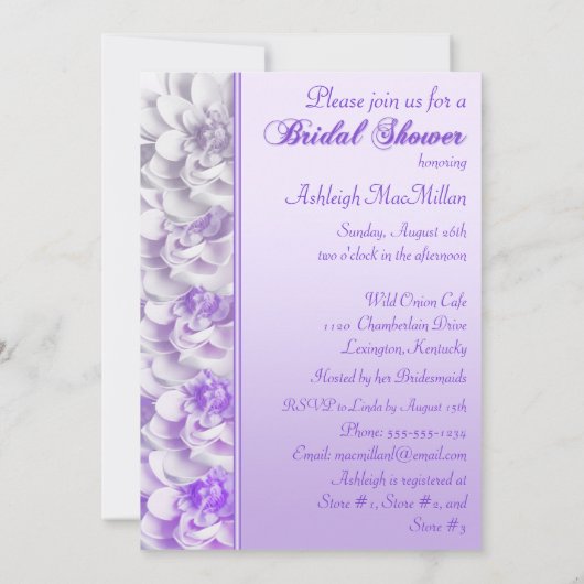 Paarse Ombre Floral Bridal Shower Kaart (Achterkant)