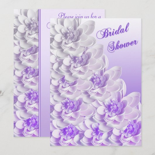 Paarse Ombre Floral Bridal Shower Kaart (Voorkant / Achterkant)