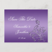 Paarse Ombre  Floral Swirls Bewaar de datum Aankondigingskaart (Voorkant)