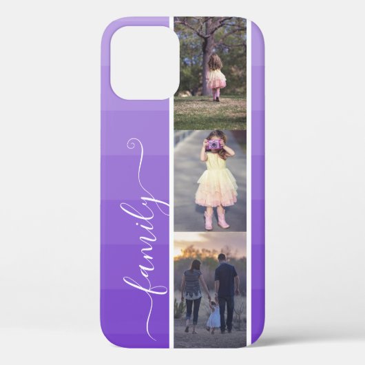 Paarse Ombre Fotocollage Familie Foto's Sjabloon Case-Mate iPhone Case (Achterkant)