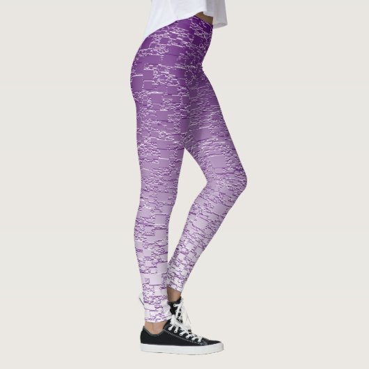 Paarse Ombre Geometric Shapes Mini Tegel Fade Leggings (Rechts)