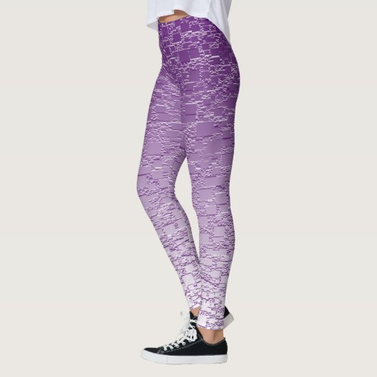 Paarse Ombre Geometric Shapes Mini Tegel Fade Leggings (Links)