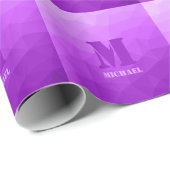 Paarse ombre geometrisch maaspatroon Monogram Cadeaupapier (Rol Hoek)