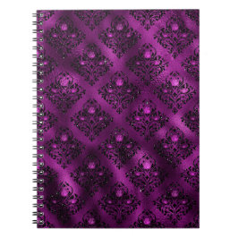 Paarse Ombre Glam Glitter Damask Patroon Notitieboek