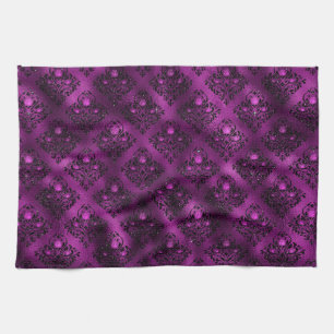 Paarse Ombre Glam Glitter Damast Patroon Theedoek
