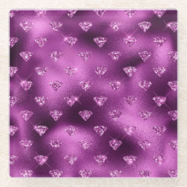 Paarse Ombre Glam Glitter Diamanten Patroon Glazen Onderzetter